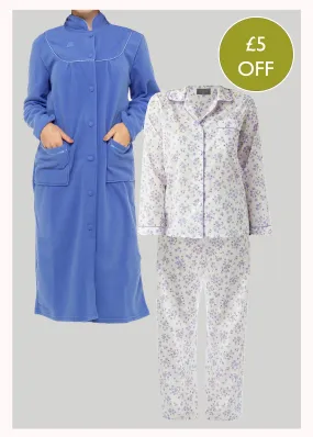 2 Pack Cosy VELCRO® Brand Fastening PJ & Dressing Gown Bundle