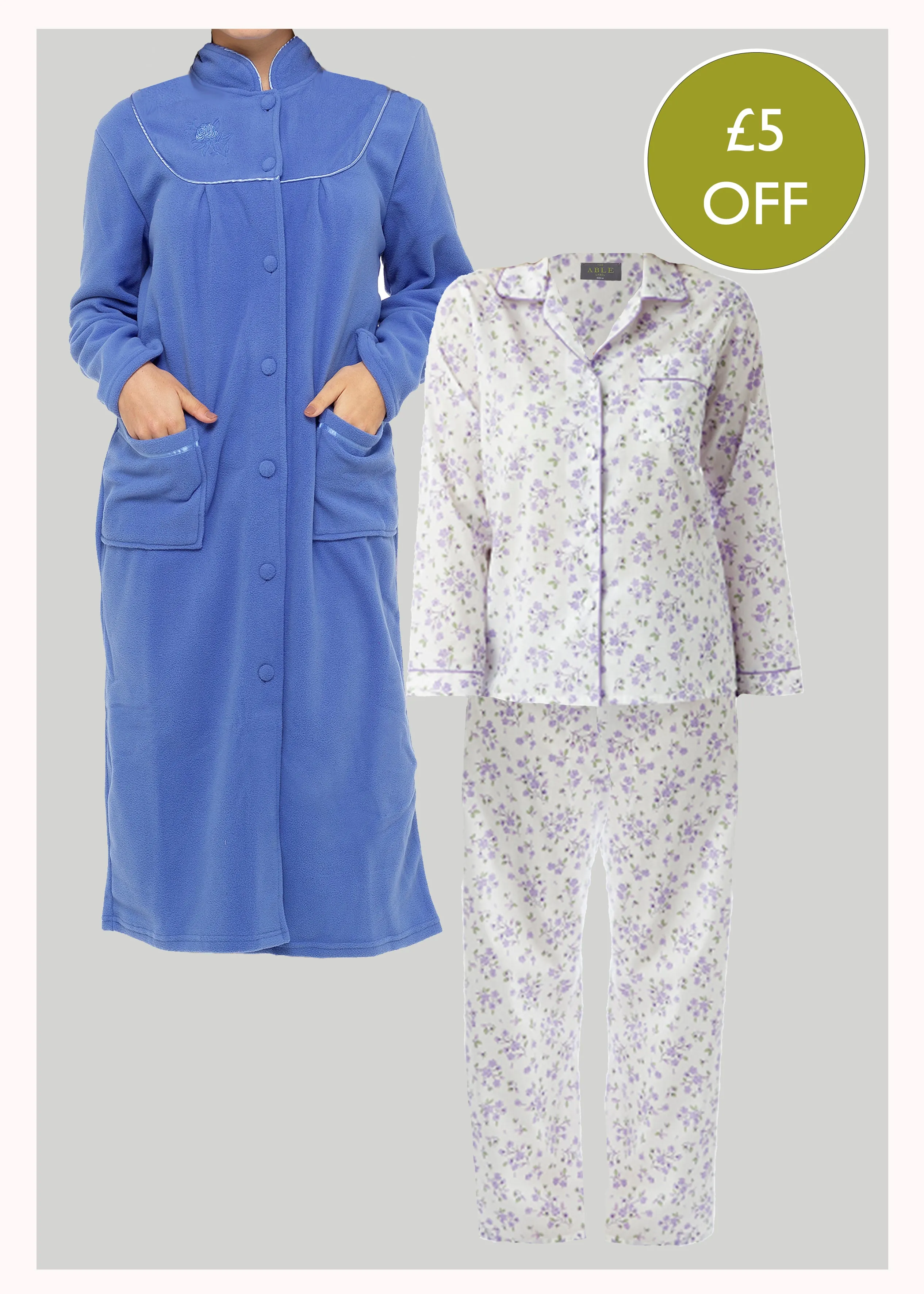 2 Pack Cosy VELCRO® Brand Fastening PJ & Dressing Gown Bundle