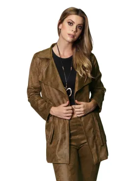 Abrigos Ligeros Para Mujer Parka Tipo Piel Chamarra Vintage T33102 Café