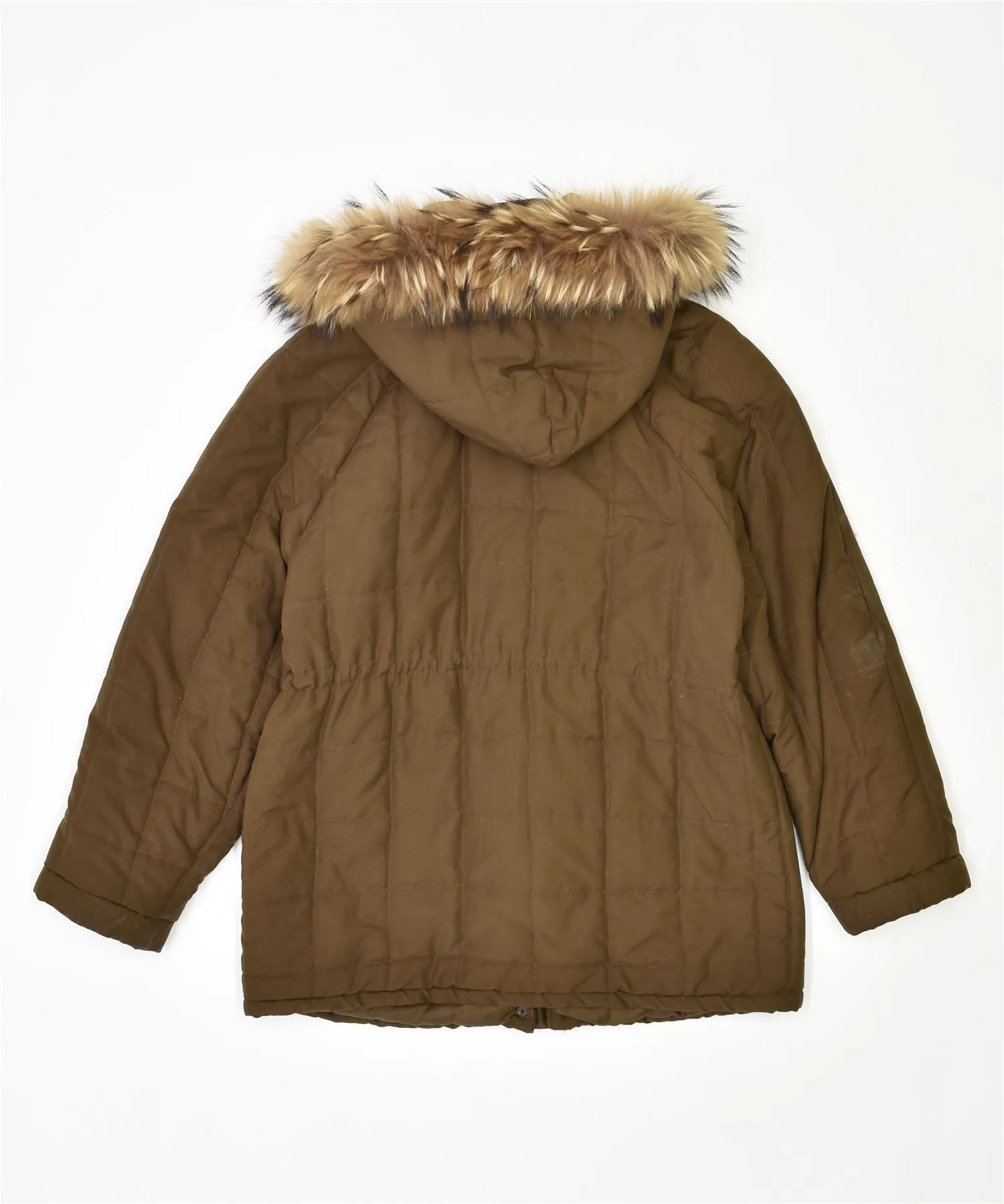 ANDREA MARE Womens Hooded Parka Jacket UK 10 Small Khaki Vintage