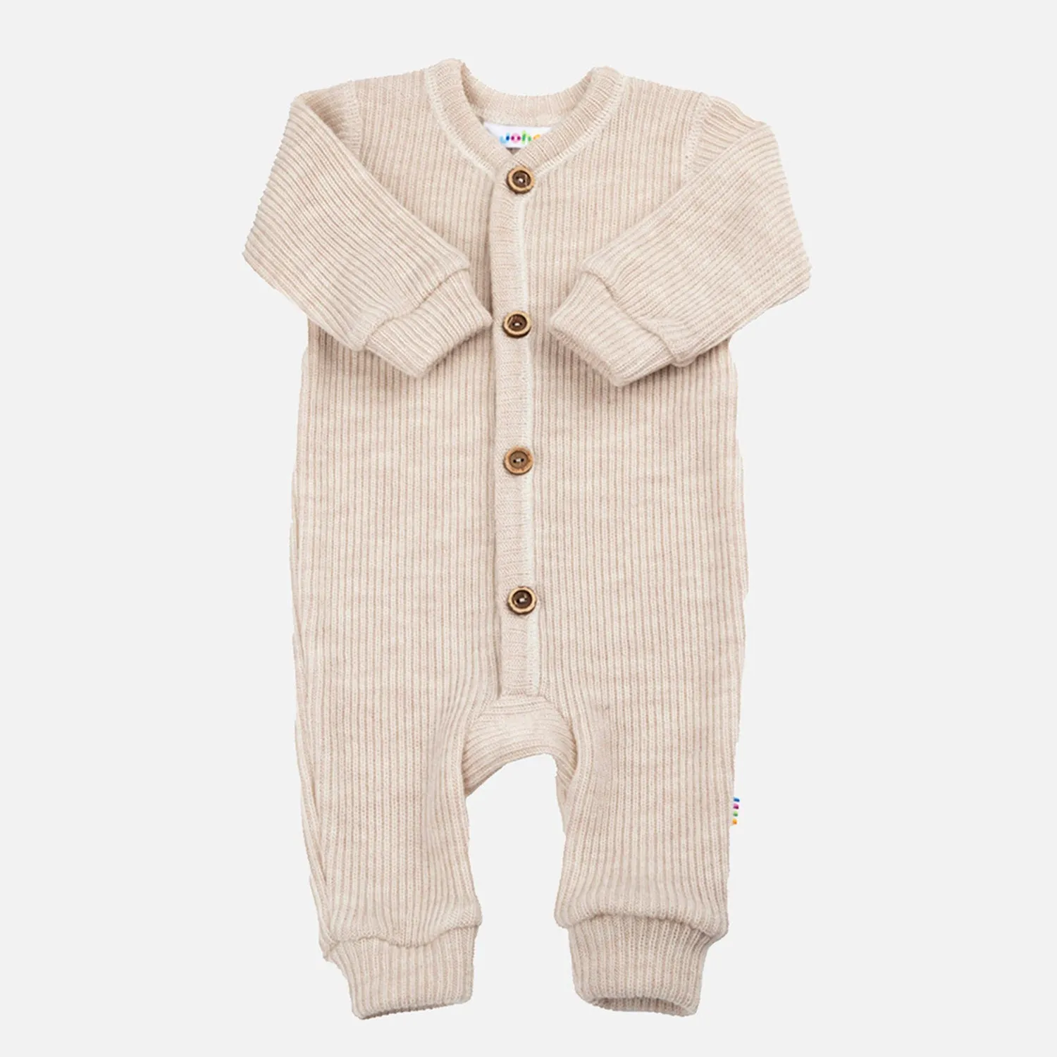 Baby & Kids Merino Wool Heavy Rib Pyjamas/Romper - Oatmeal