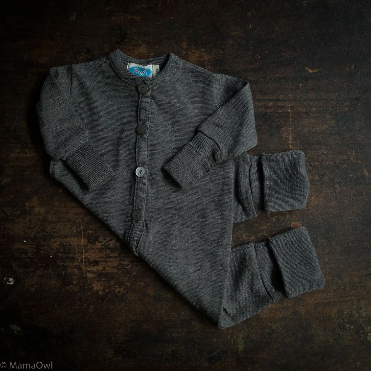 Baby & Kids Merino Wool/Silk Terry Sleep Suit/Romper - Slate