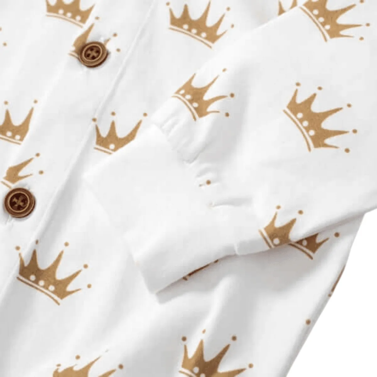 Baby Boy White Crown Romper   Pants with Suspenders