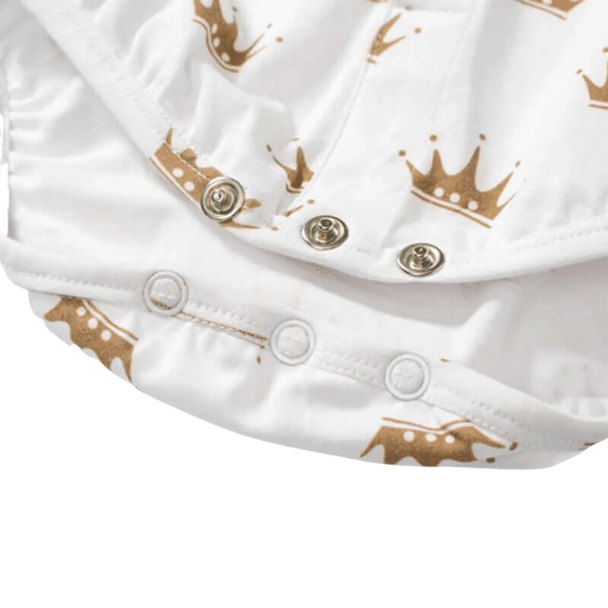 Baby Boy White Crown Romper   Pants with Suspenders