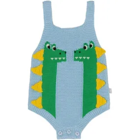 Baby Boys Blue Knitted Romper
