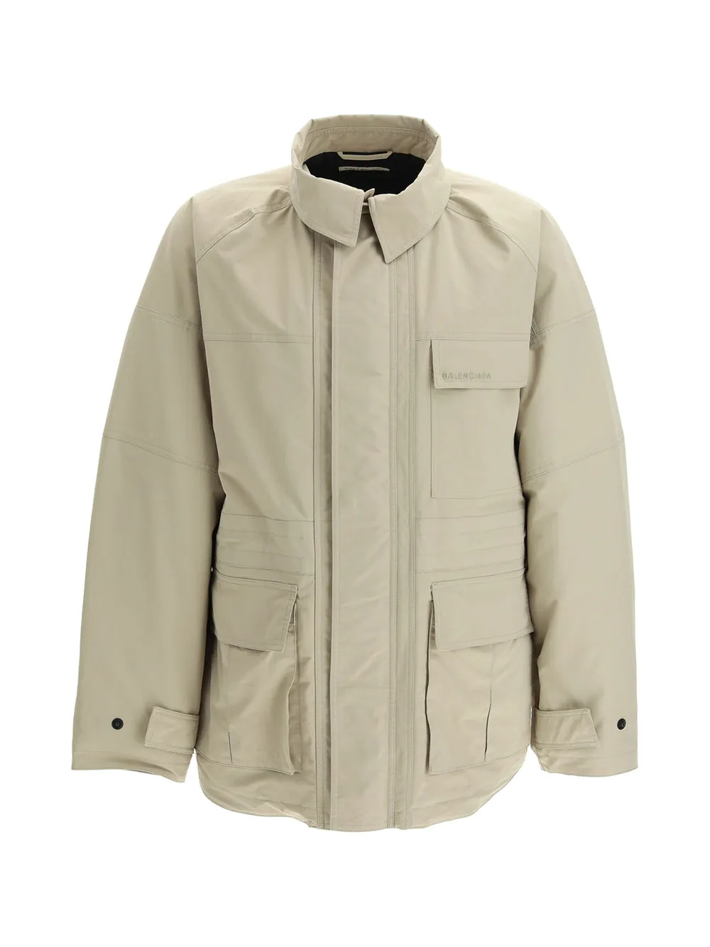 Balenciaga Logo Embroidered Pointed Collar Parka