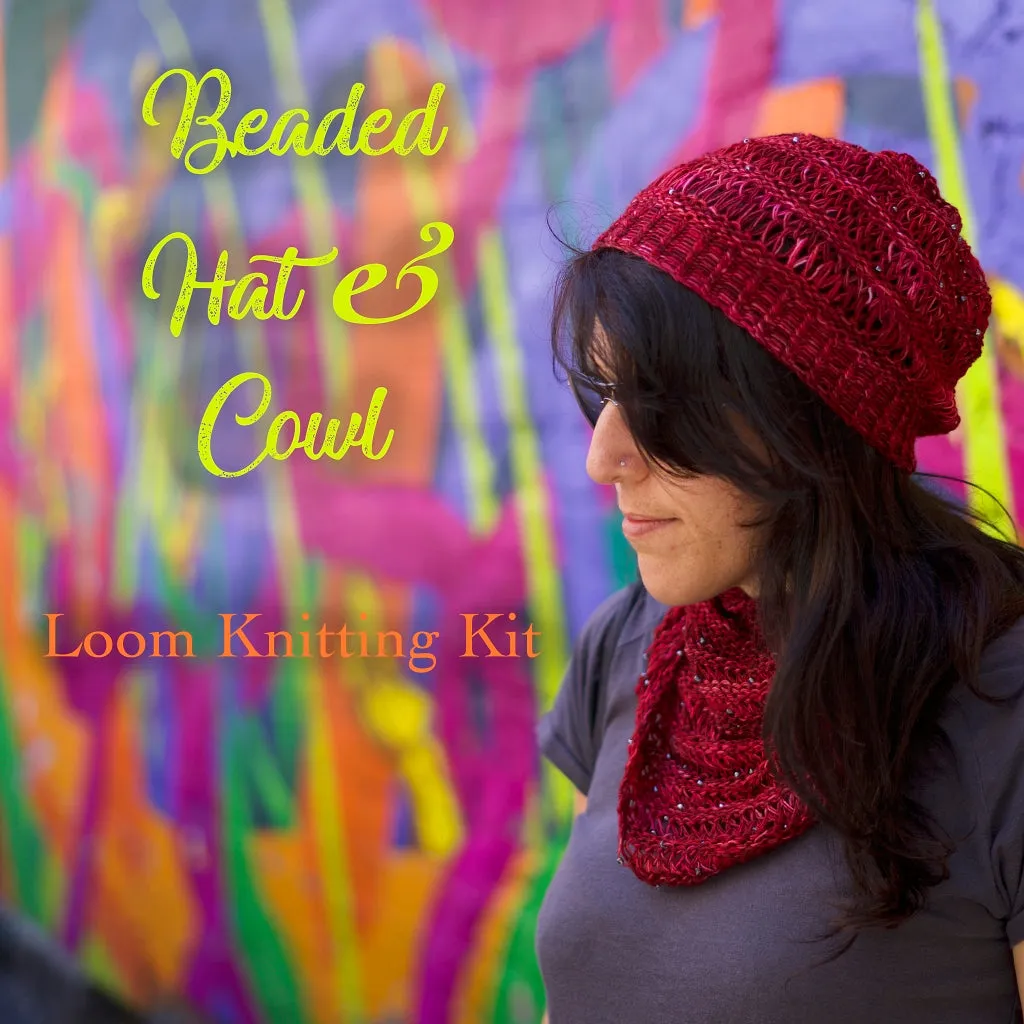 Beaded Hat and Cowl, Loom Knitting Kit