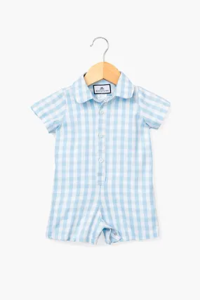 Blue Infant Gingham Summer Romper