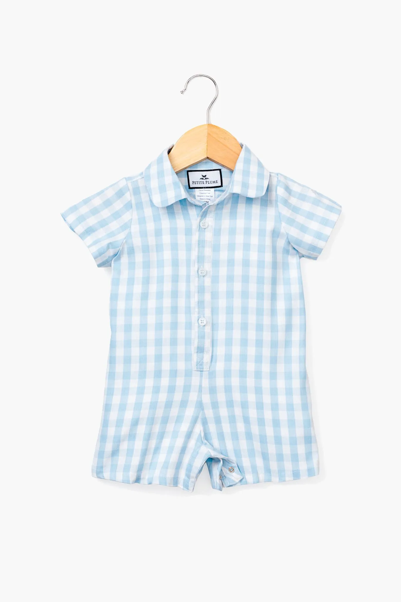 Blue Infant Gingham Summer Romper