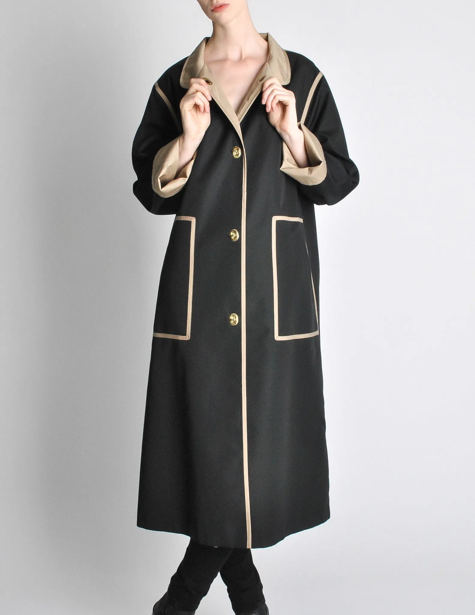 Bonnie Cashin for Russell Taylor Vintage Black & Tan Coat