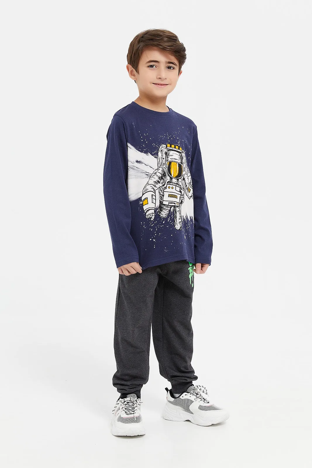 Boys Navy Space Graphic T-Shirt
