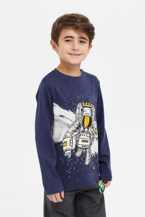 Boys Navy Space Graphic T-Shirt