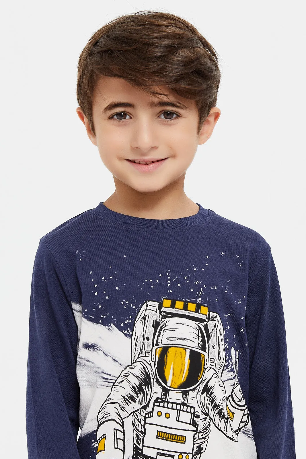 Boys Navy Space Graphic T-Shirt