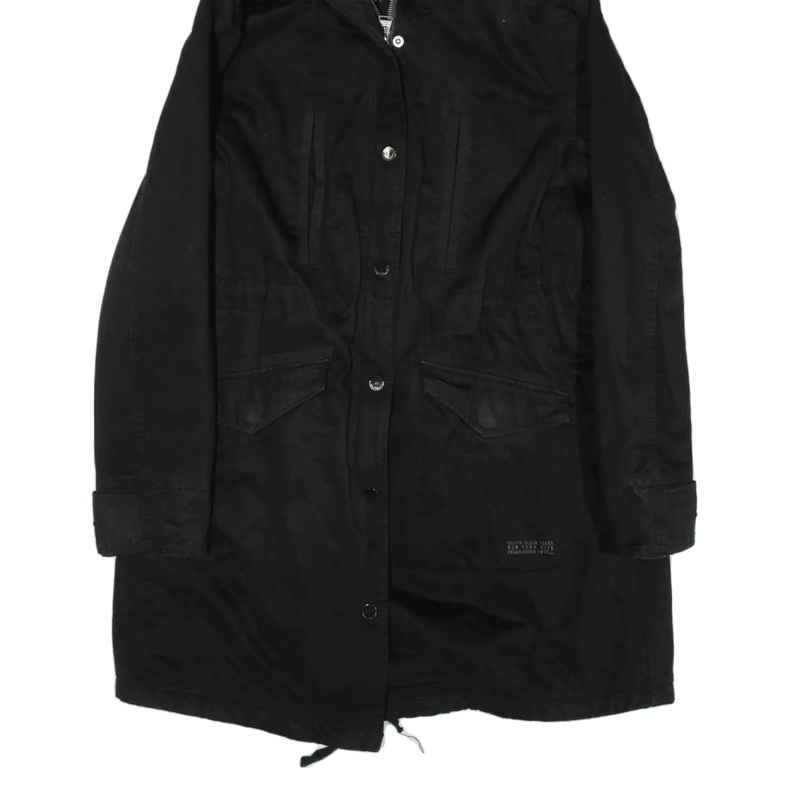 CALVIN KLEIN Insulated Parka Coat Black Womens XS