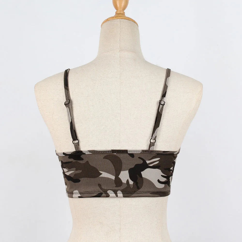 Camouflage Tank Top Crop Top Blouse