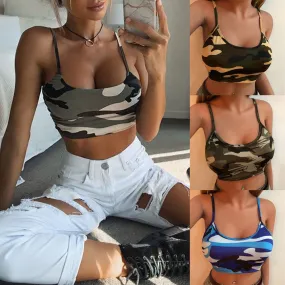 Camouflage Tank Top Crop Top Blouse