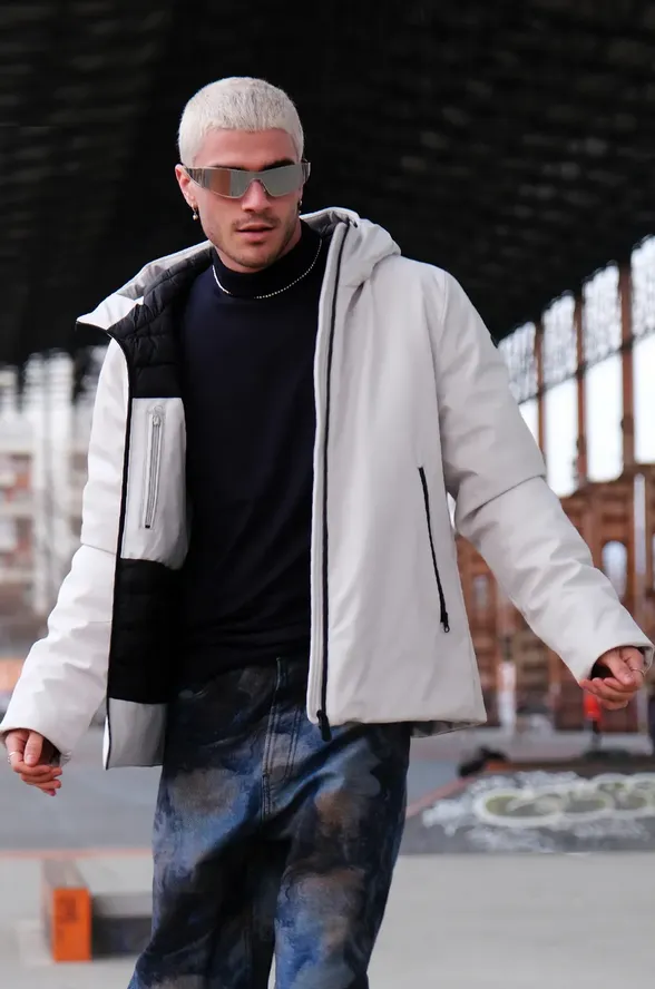 Censured parka corto da uomo  con cappuccio JM4087TNEP3 58 ghiaccio