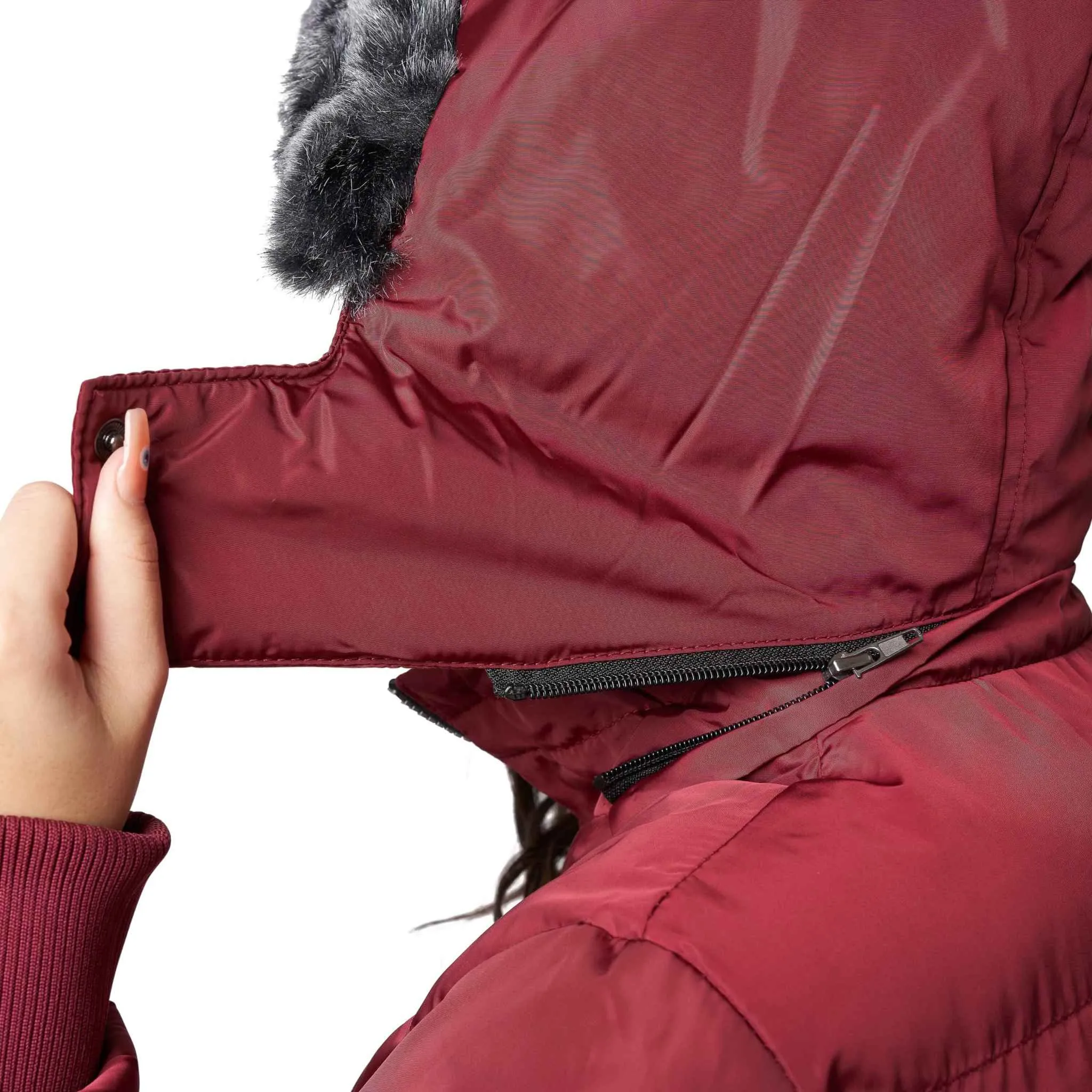Chic & Cozy Vegan Down Puffer Coat with Faux-Fur Hood for Women