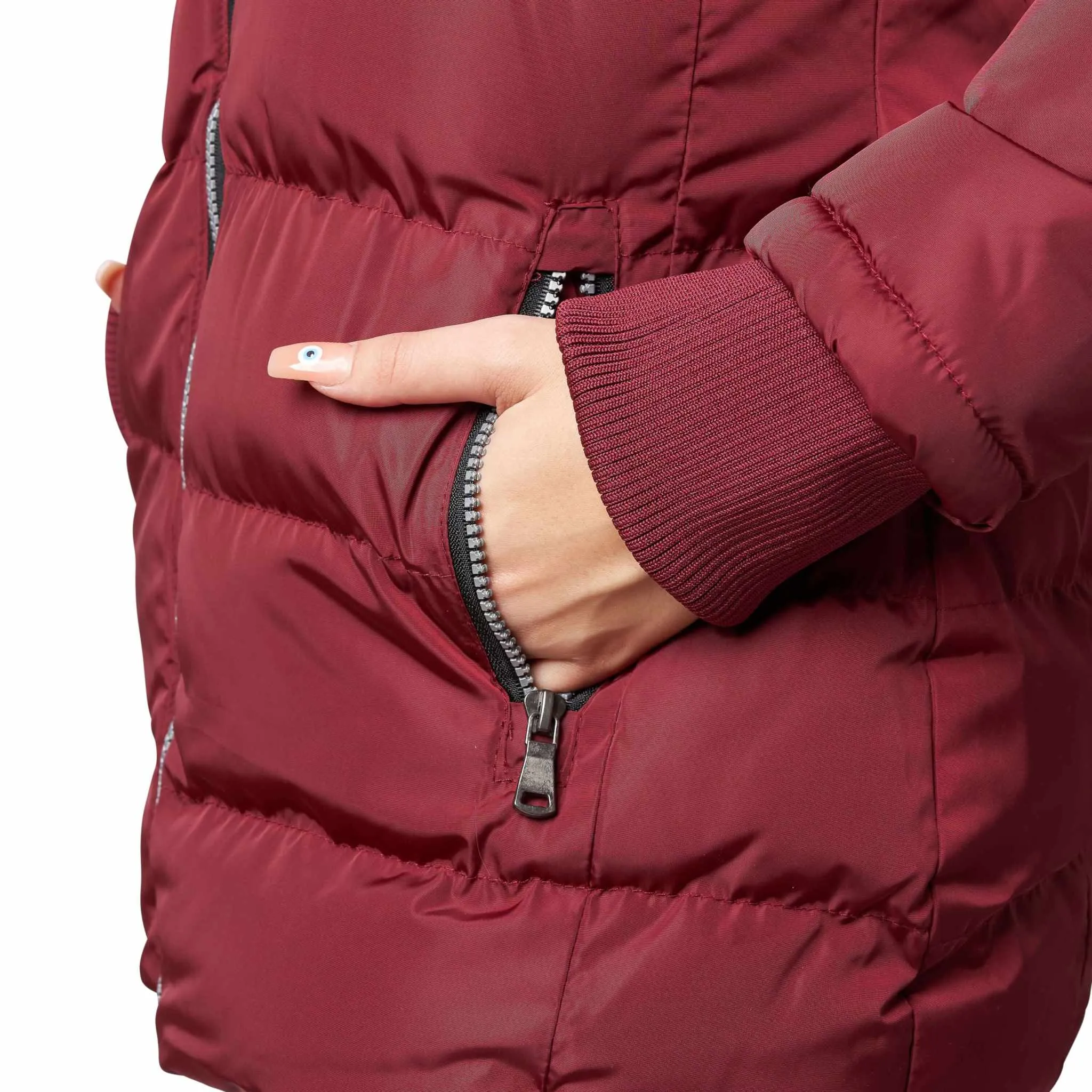 Chic & Cozy Vegan Down Puffer Coat with Faux-Fur Hood for Women