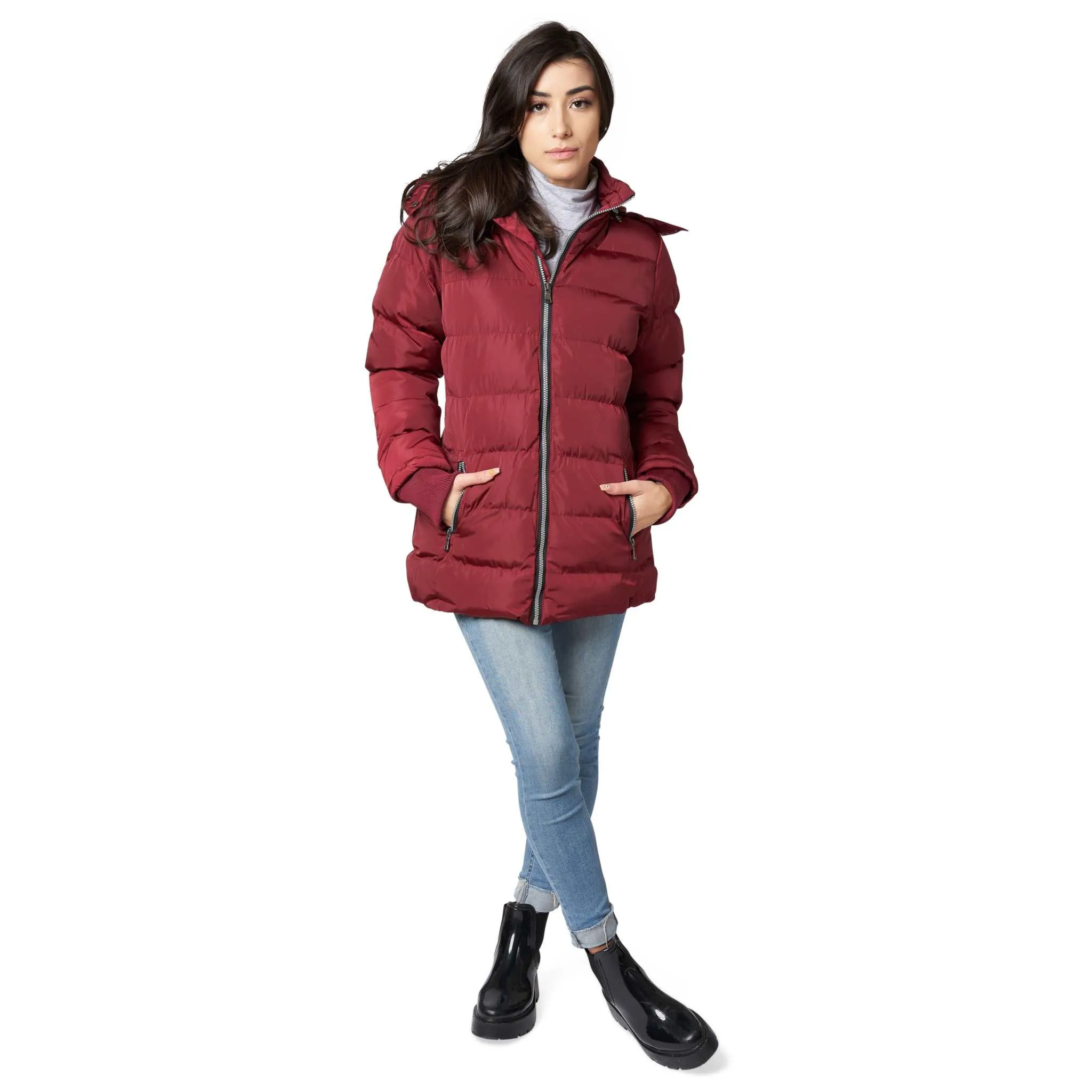Chic & Cozy Vegan Down Puffer Coat with Faux-Fur Hood for Women