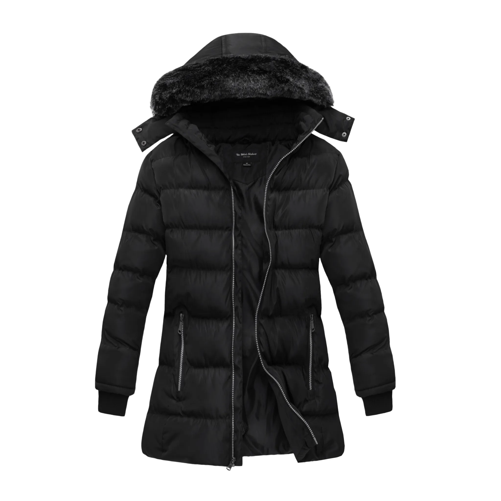 Chic & Cozy Vegan Down Puffer Coat with Faux-Fur Hood for Women