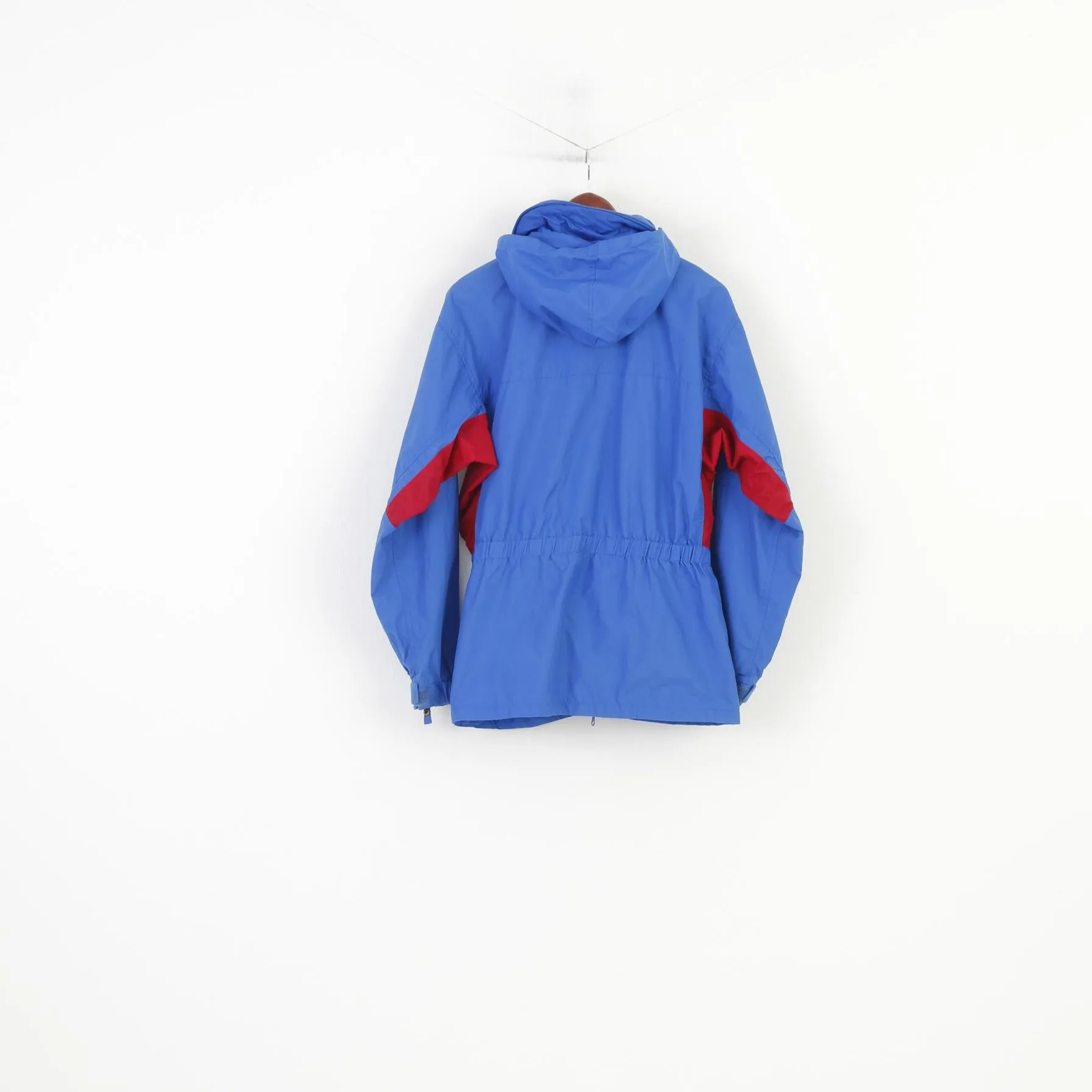 Columbia Men 164 L Jacket Parka Blue Nylon Waterprooof Full Zipper Hood Sportswear Company Vintage  Pockets Top