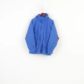 Columbia Men 164 L Jacket Parka Blue Nylon Waterprooof Full Zipper Hood Sportswear Company Vintage  Pockets Top