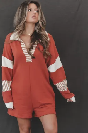 Cooler Than Cool Rust Color Block Casual Romper