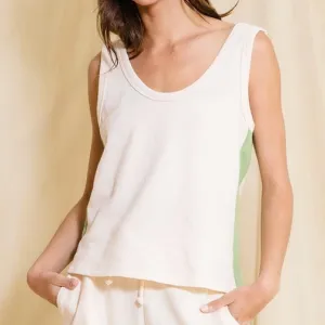 Cream Contrast Stripe Tank Top