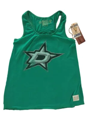 Dallas Stars Retro Brand WOMEN Green Fitted Cinched Racerback Tank Top