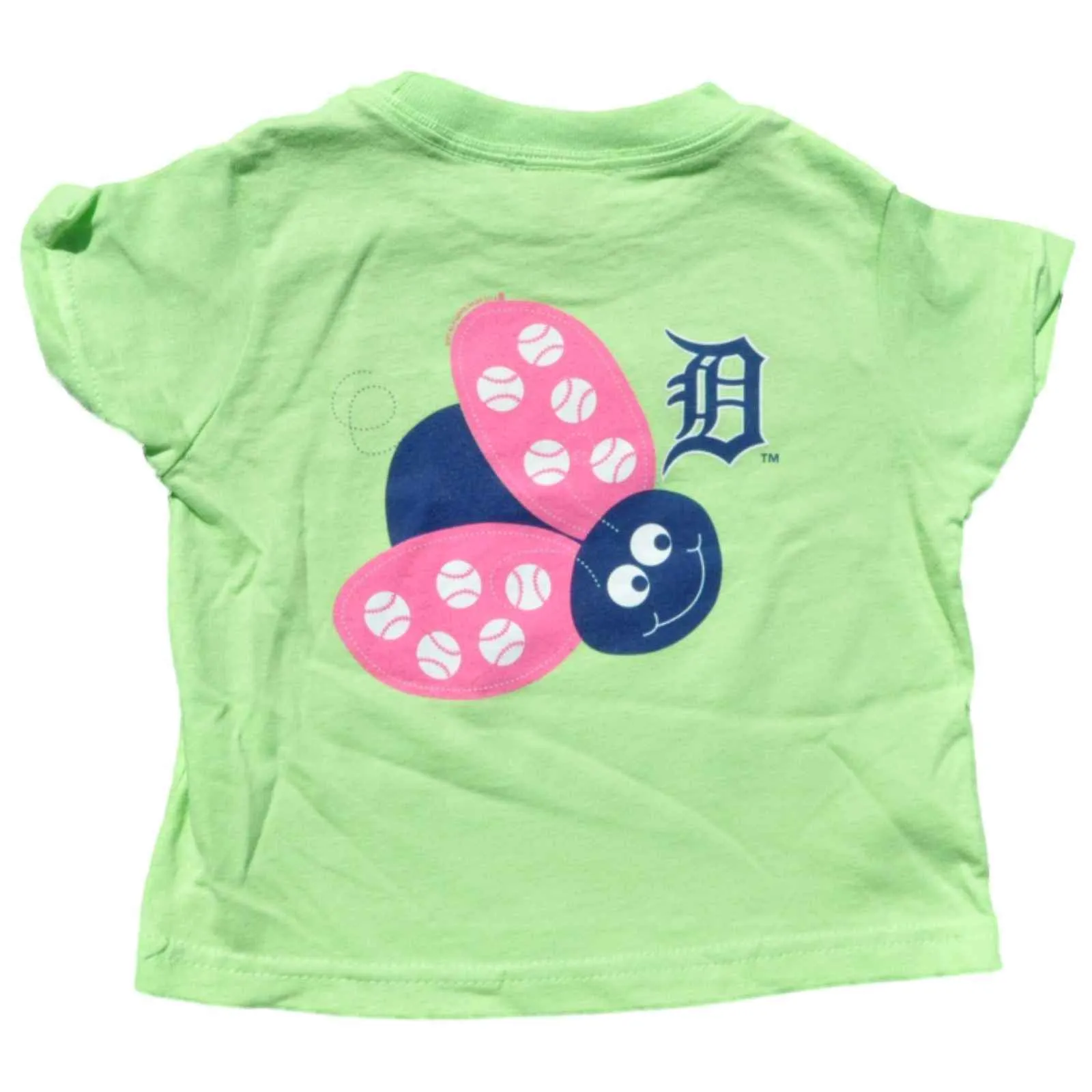 Detroit Tigers SAAG Toddler Girls Lime Green Butterfly Cotton T-Shirt