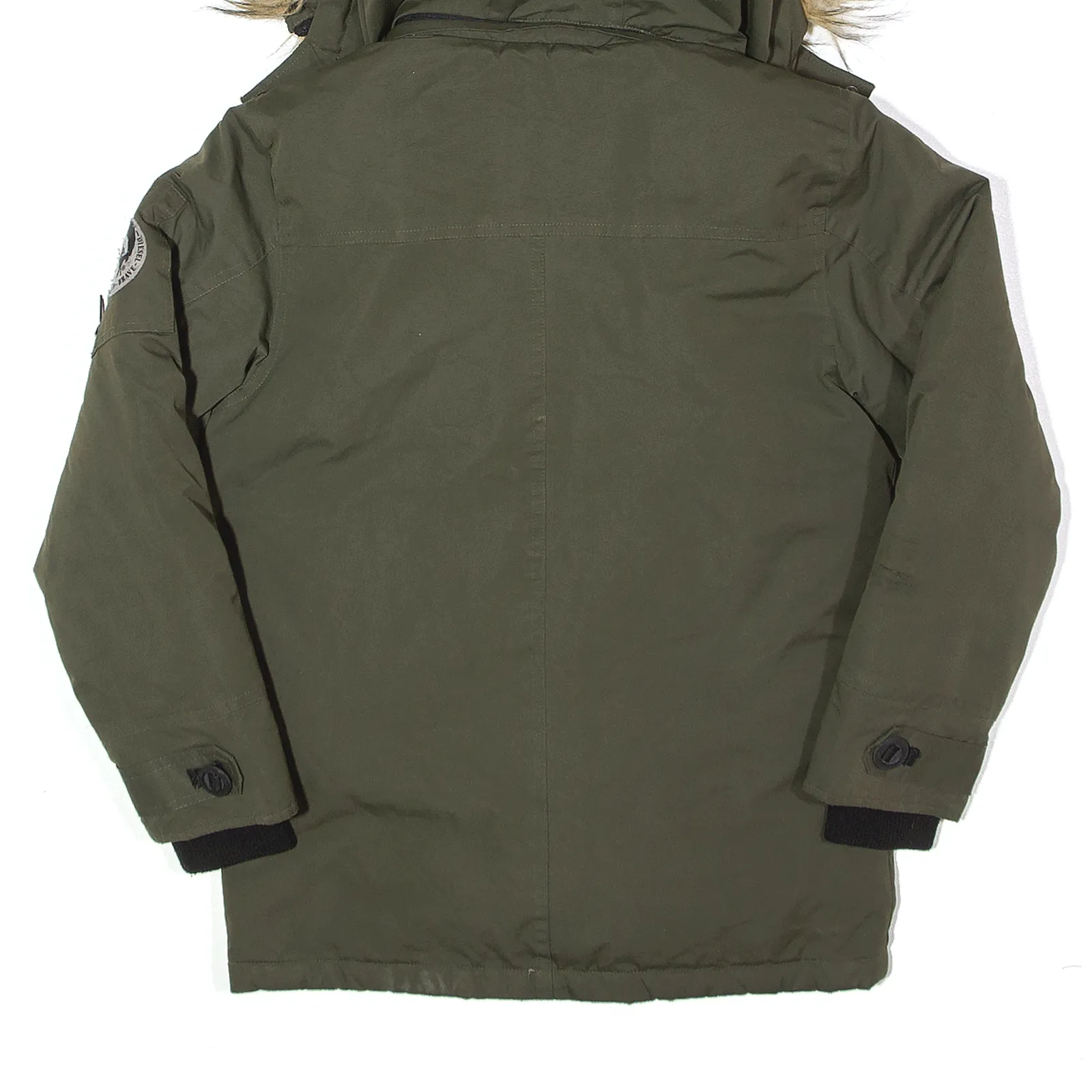 DIESEL Fleece Lined Layered Coat Green Hooded Parka Womens XS