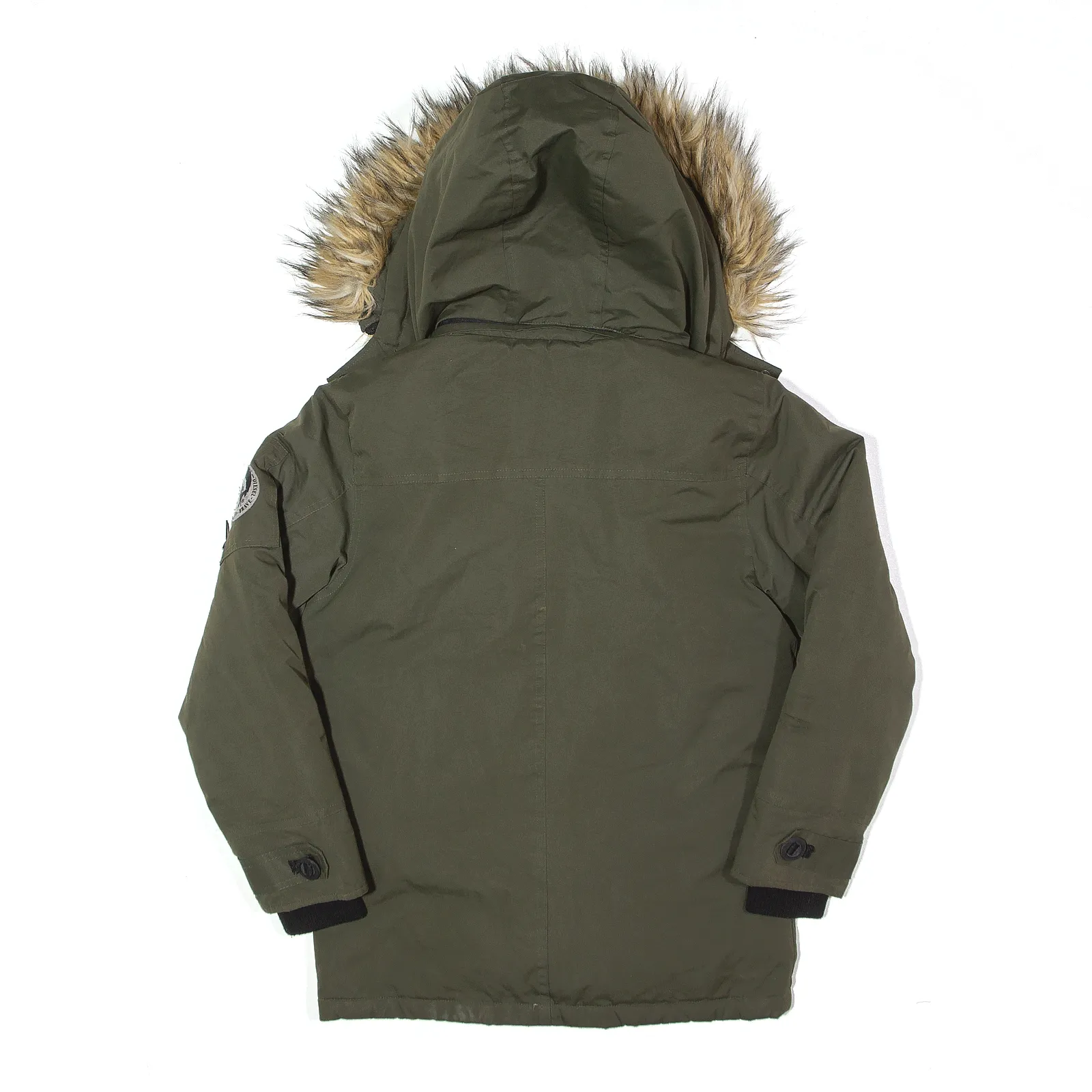 DIESEL Fleece Lined Layered Coat Green Hooded Parka Womens XS
