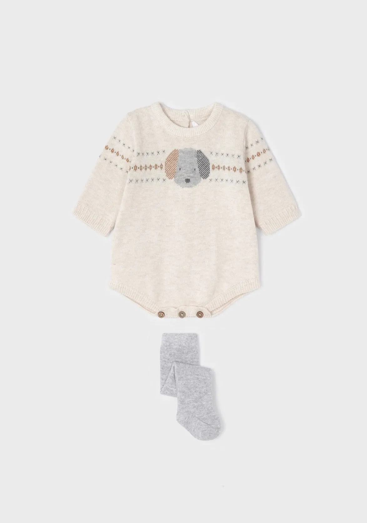 ECOFRIENDS knitted romper with tights set newborn | Mayoral