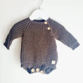 Elliott Romper 0-3 months Mocha Wool