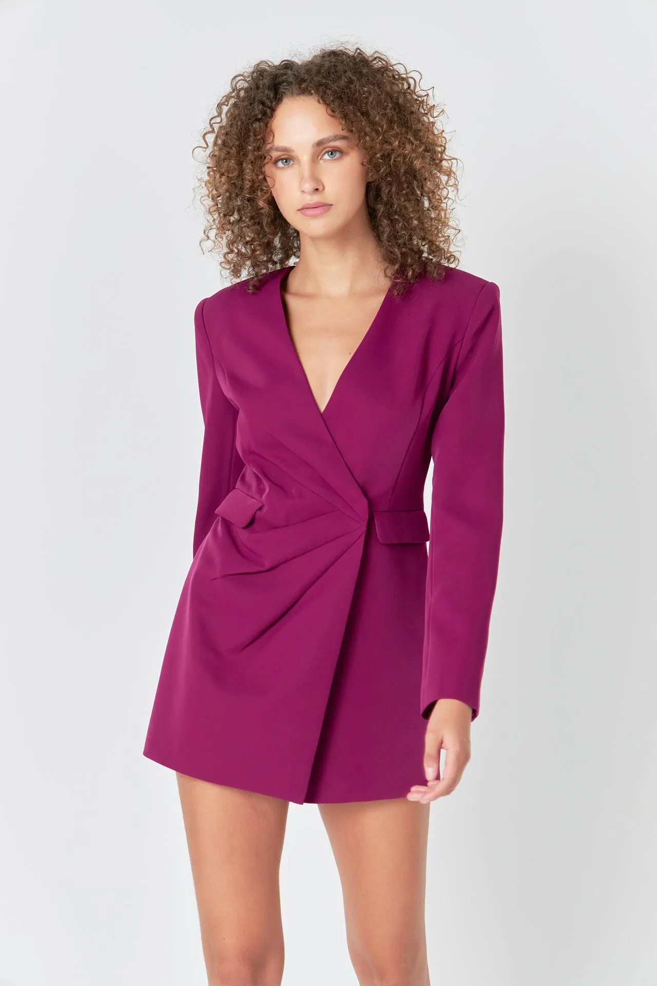 Endless Rose - Draped V-neckline Blazer Romper