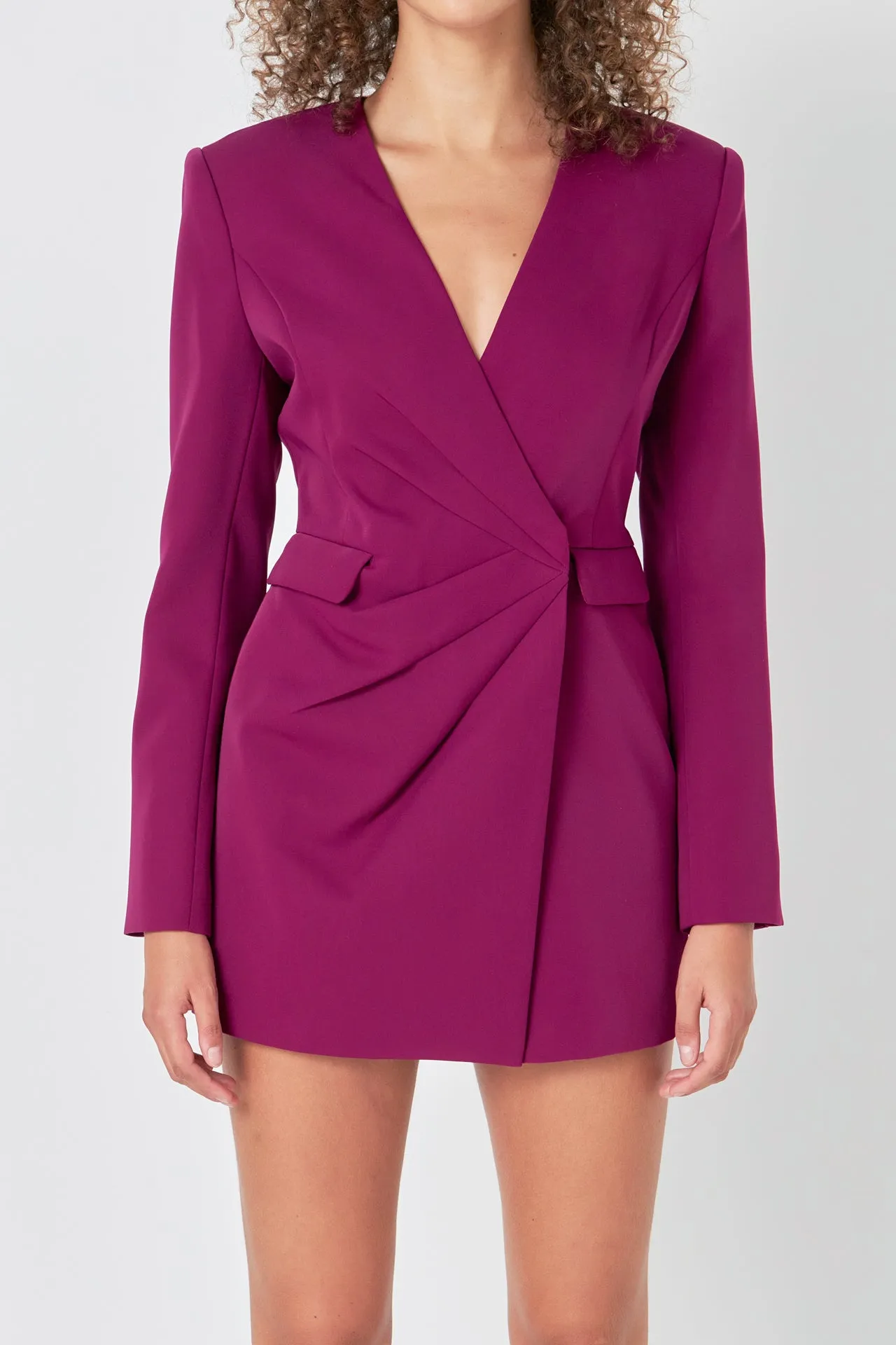 Endless Rose - Draped V-neckline Blazer Romper
