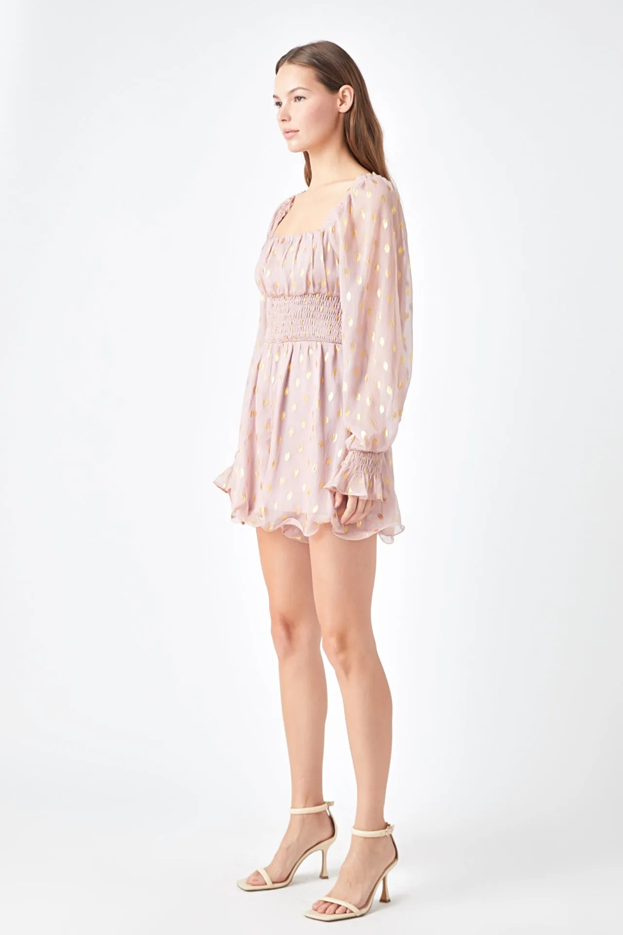 Endless Rose - Foiled Dot Long Sleeves Romper