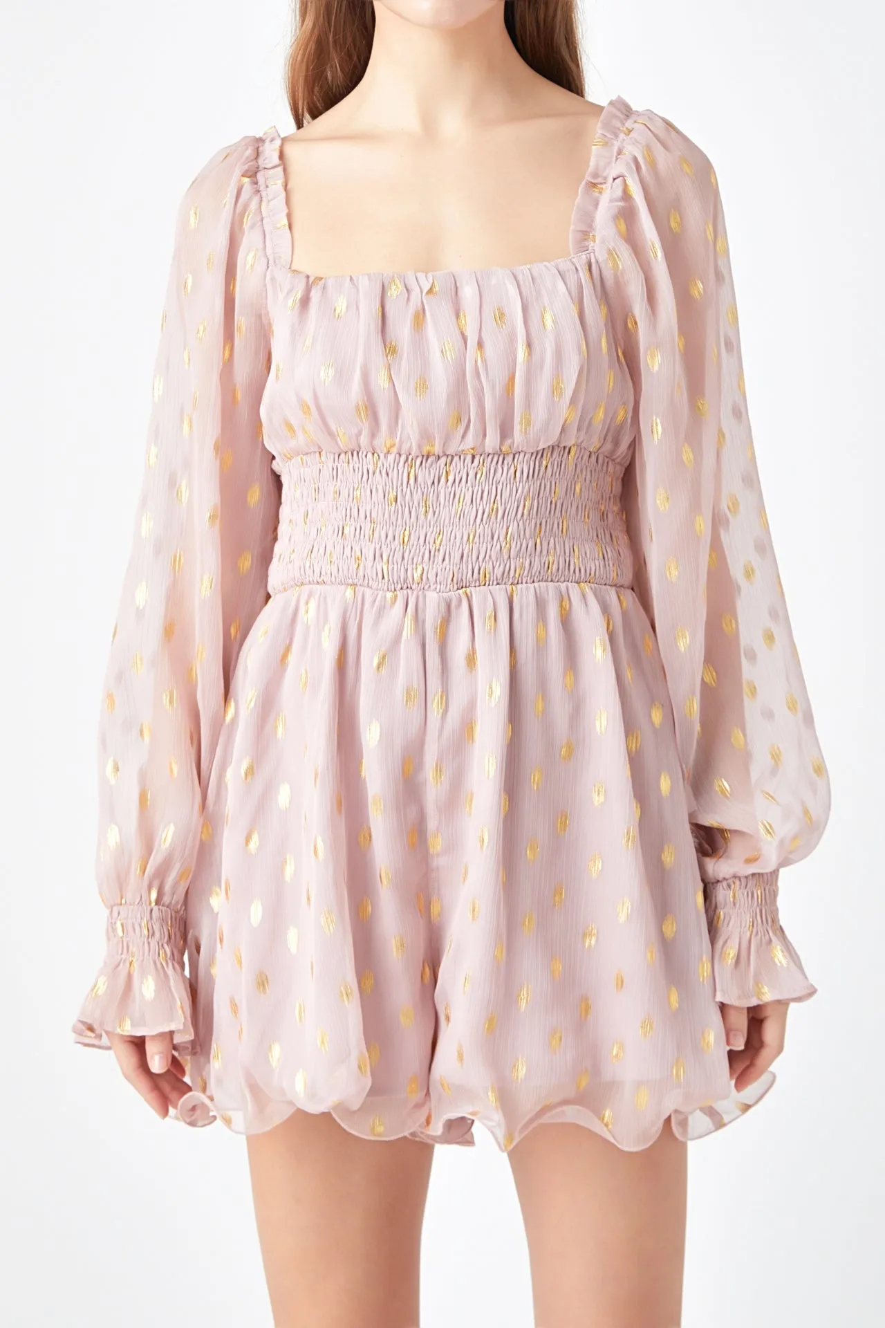 Endless Rose - Foiled Dot Long Sleeves Romper