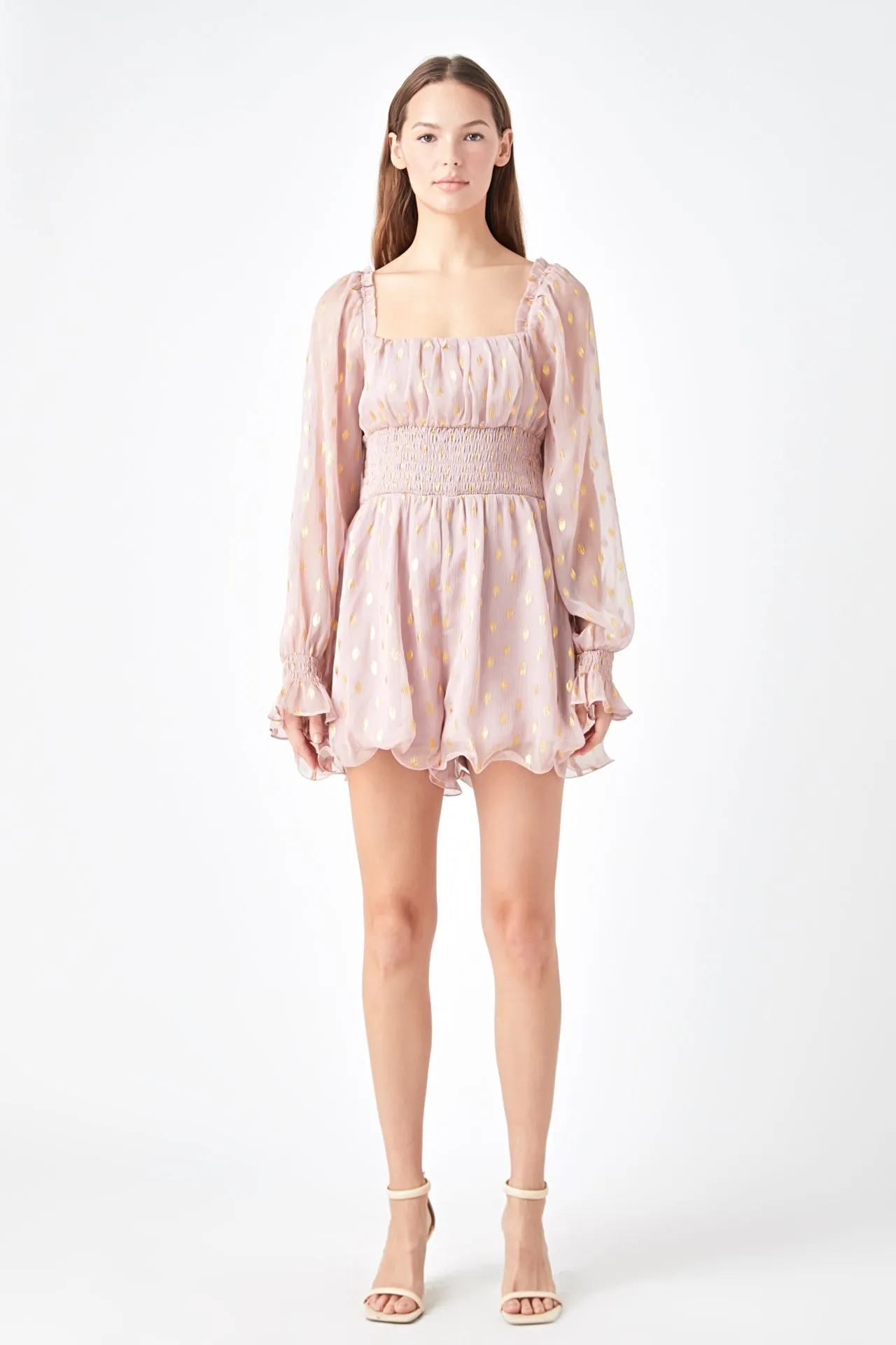 Endless Rose - Foiled Dot Long Sleeves Romper
