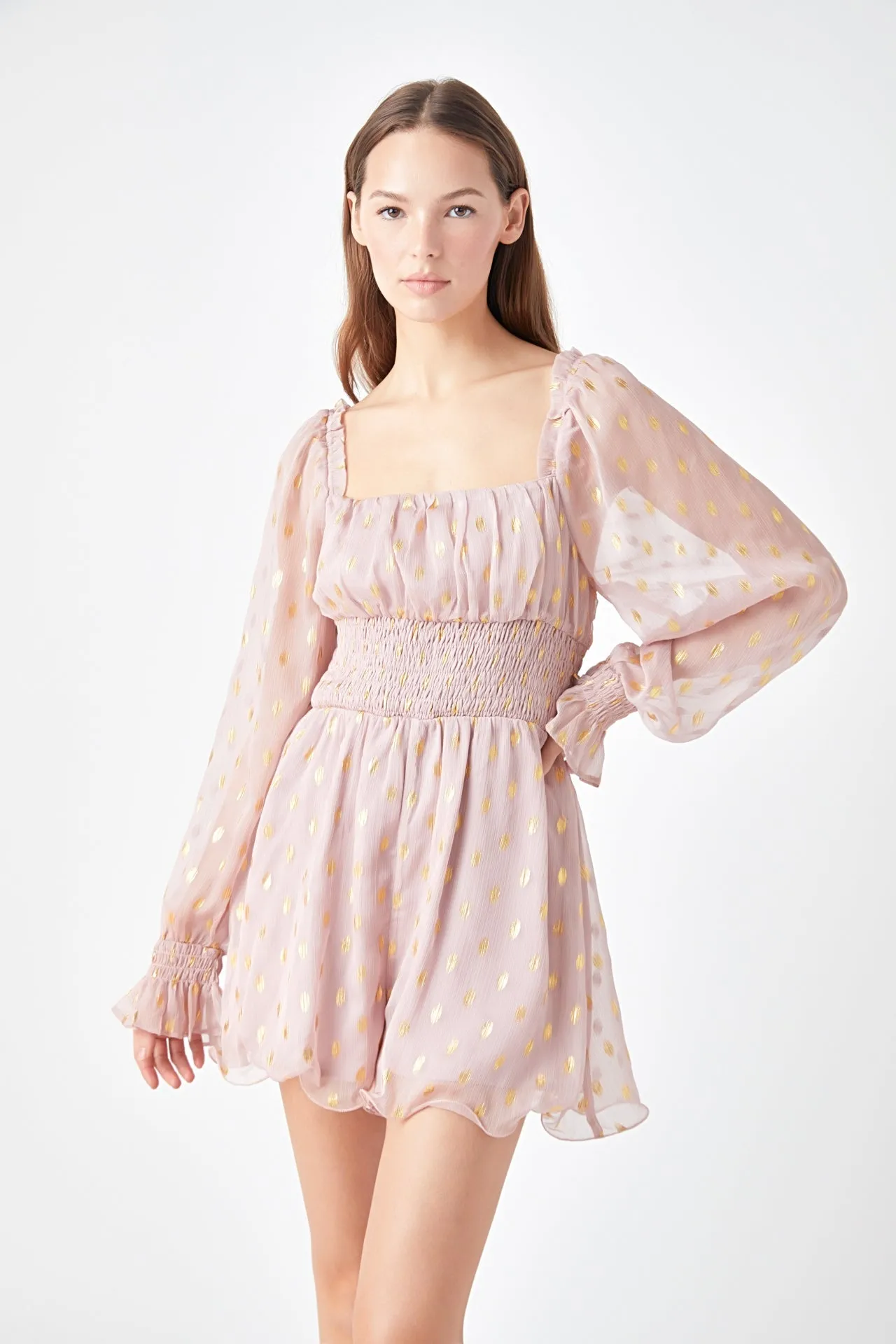 Endless Rose - Foiled Dot Long Sleeves Romper