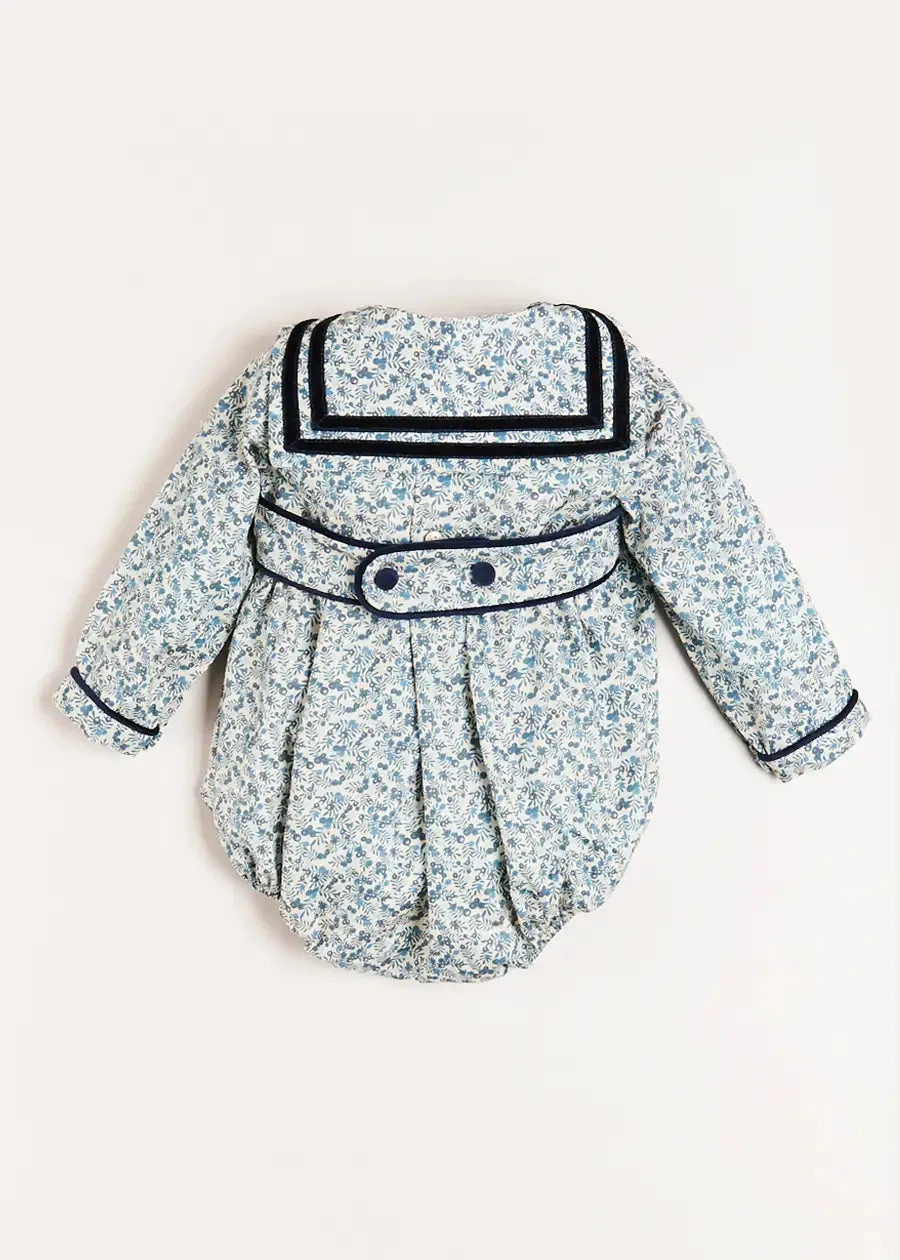 Evelyn Floral Mariner Romper in Blue (6mths-2yrs)