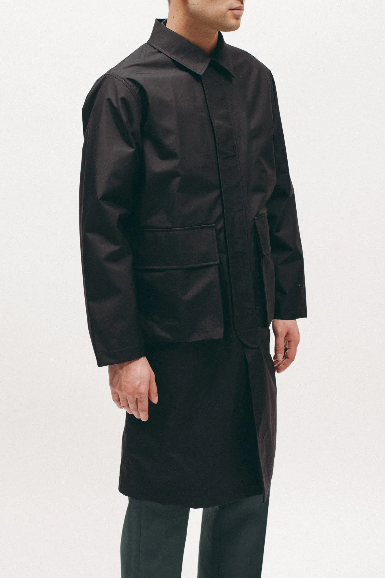 Hooded Mac Coat - Black