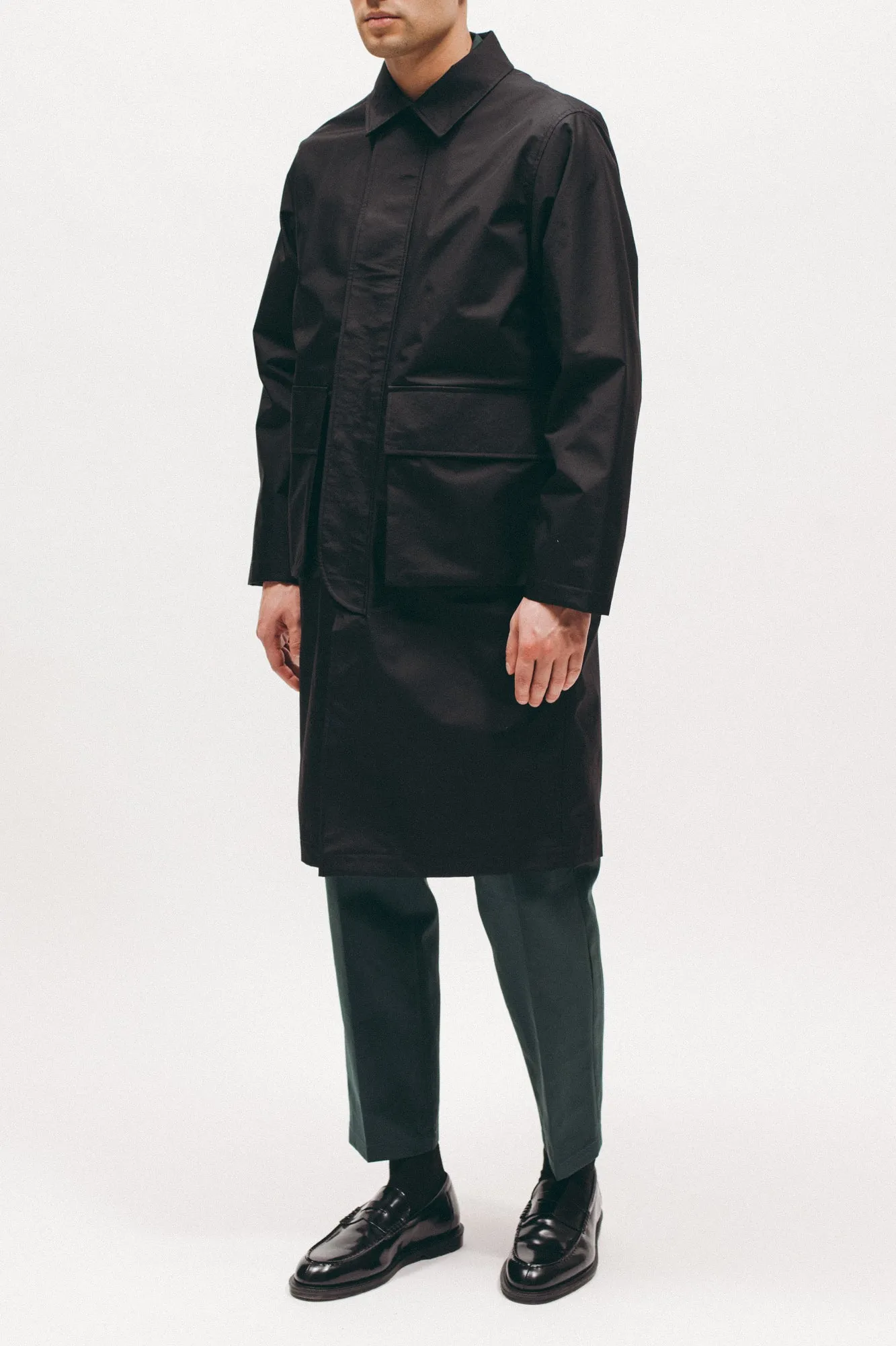 Hooded Mac Coat - Black