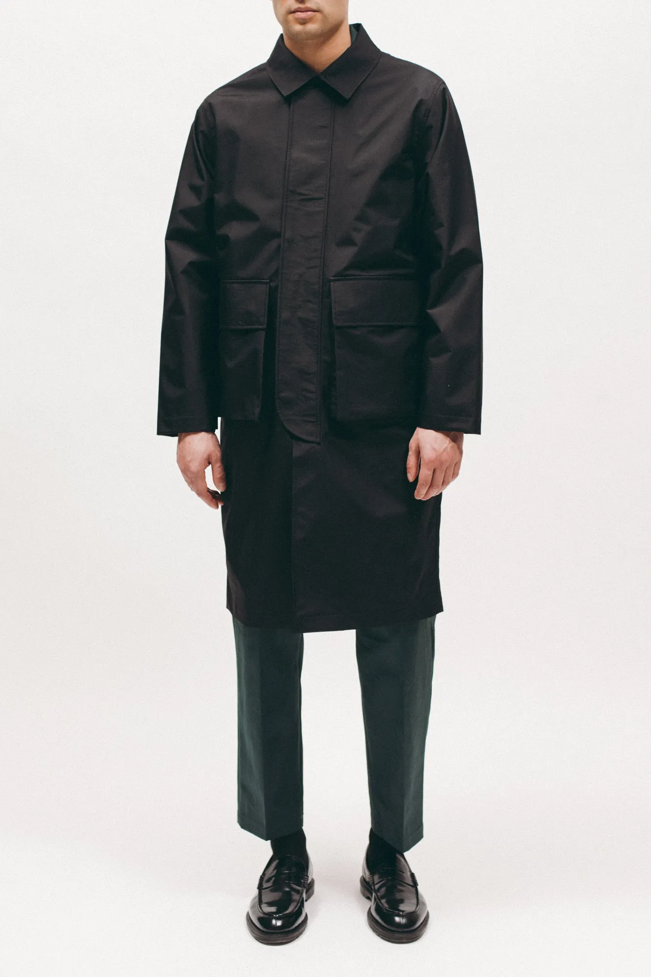 Hooded Mac Coat - Black
