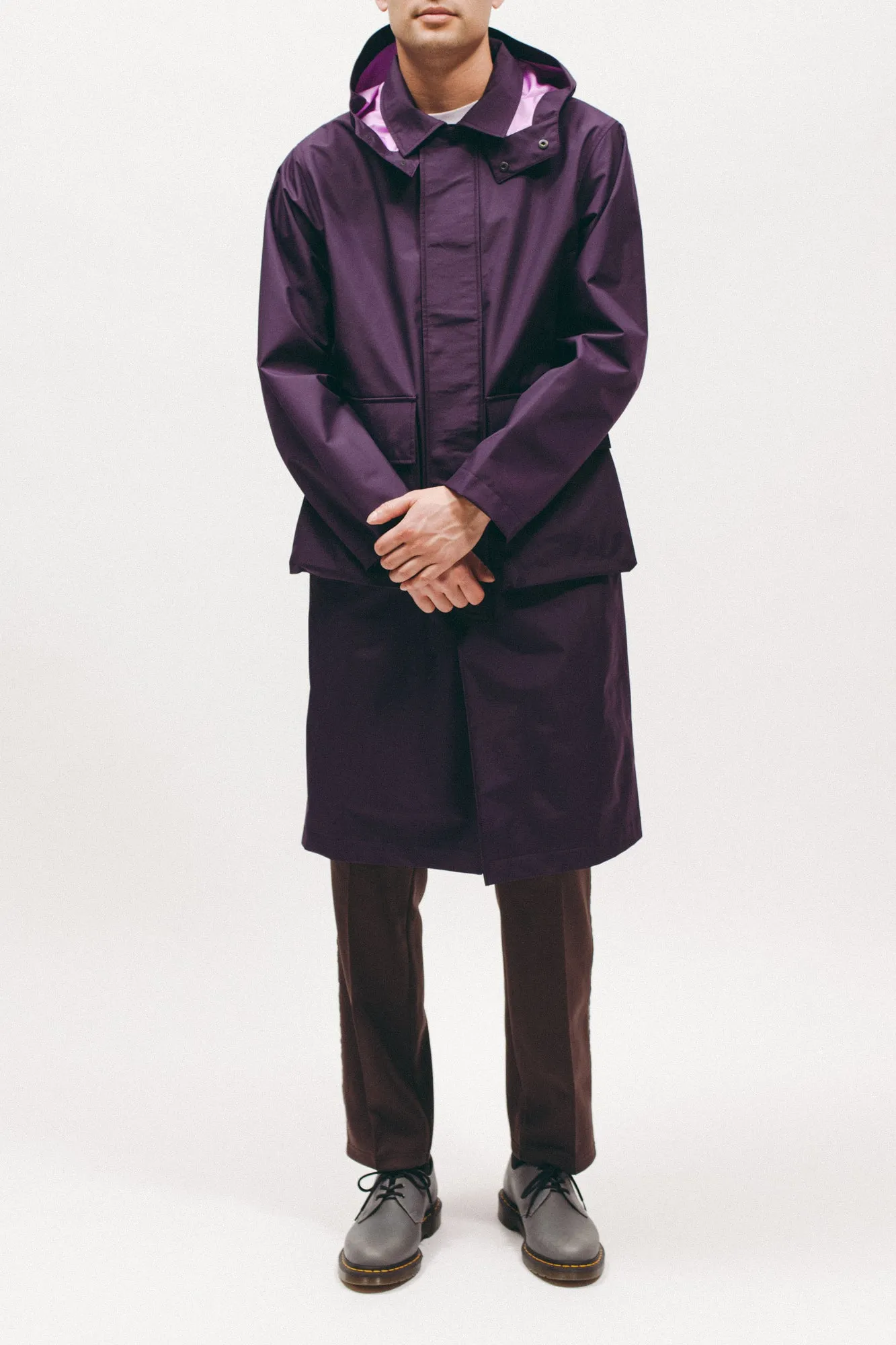 Hooded Mac Coat - Plum