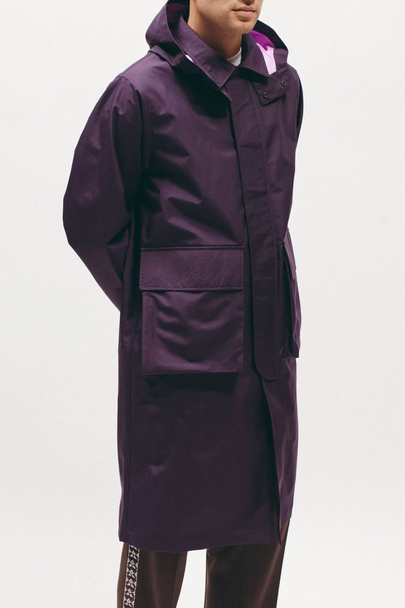 Hooded Mac Coat - Plum