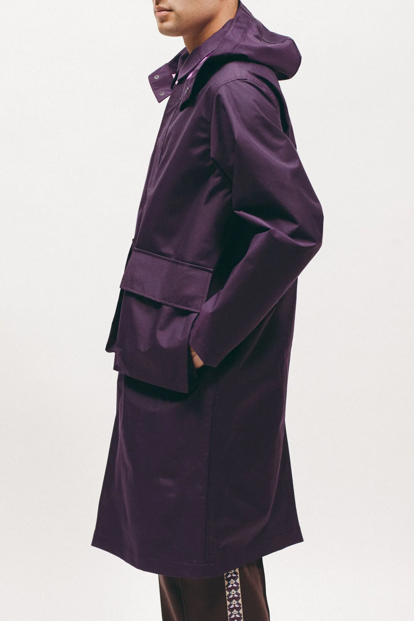 Hooded Mac Coat - Plum