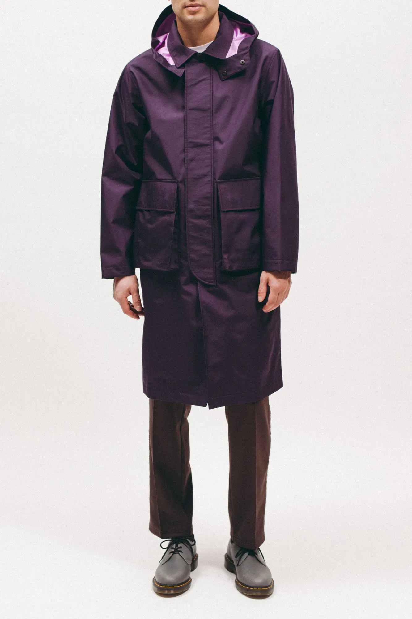 Hooded Mac Coat - Plum