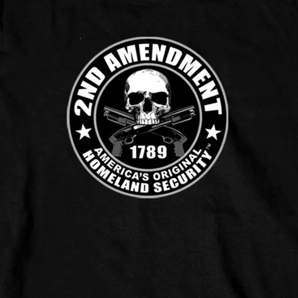 Hot Leathers GMD2158 Mens '2nd Amendment America's Original Homeland Security' Long Sleeve Black T-Shirt